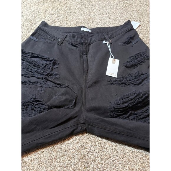 NEW Good American Khloé Long Distressed High-Rise Black Relaxed Denim Jeans 16 - Picture 8 of 16